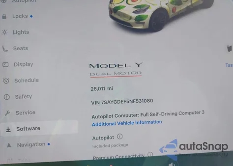 2022 Tesla Model Y Performance Dual Motor All-Wheel Drive z USA, uszkodzony, nr VIN 7SAYGDEF5NF531080